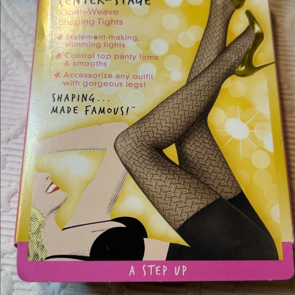 SPANX STAR Black Patterned Shaping Tights. NWT. Size D.